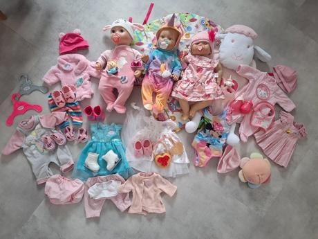 3 baby annabell , baby born + oblečenie a doplnky,