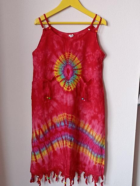 Letné batikové šaty s korálkami 140/ 146, 140