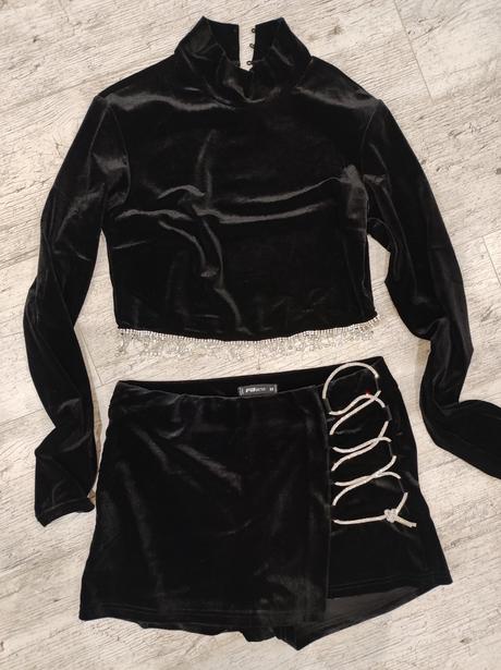 Crop top zamatový, m