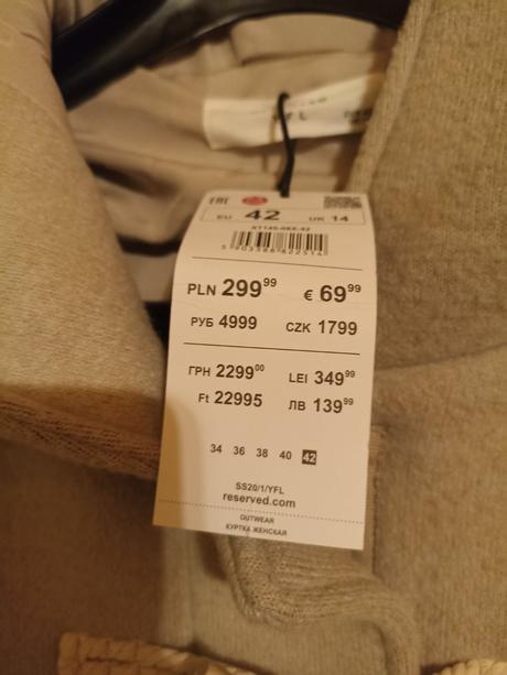 Nový flaušový kratší kabátik, reserved,42