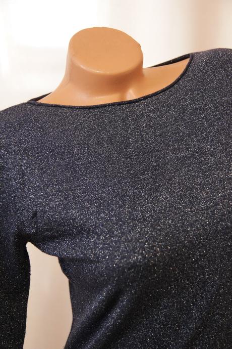 Modro strieborné pletené šaty, s, s