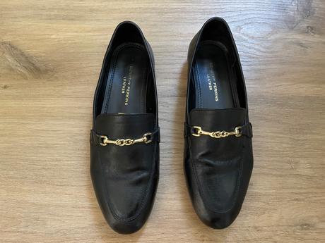 Čierne, kožené loafers/mokasíny, 40