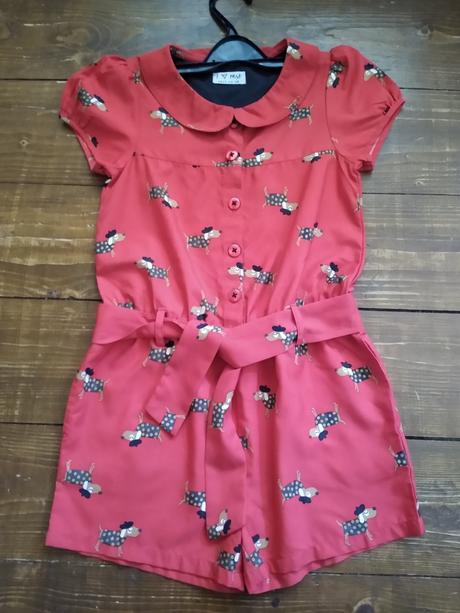 Červený overal, krátke nohavice, next,122