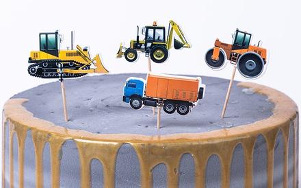 Tortový zápich pracovné autá (24ks) -skladom,tz-80,