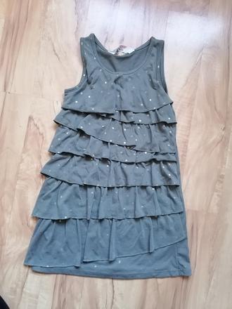 Zelené šatky so zlatými bodkami - 110/116, h&m,110