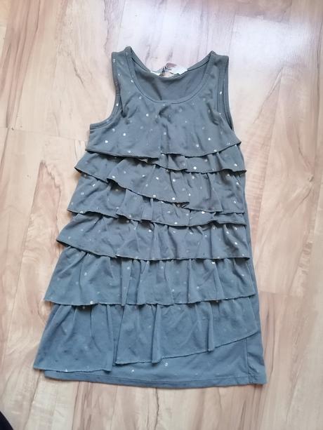Zelené šatky so zlatými bodkami - 110/116, h&m,110