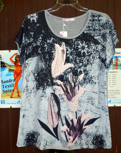 Dámske tričko s kvetom, 38 - xl