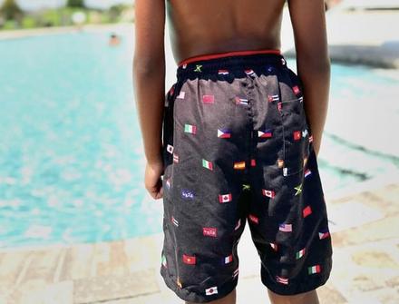 Plavkove sortky s vlajkami lets kids, 128