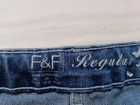 Modré elastické džínsy s flitrami na pravom, f&f,146