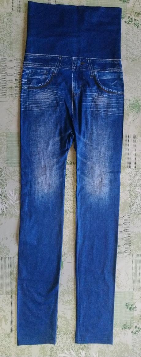 Dámske modré slim jeggingsy, vysoký pás, s/m, m