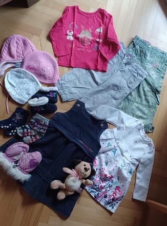 Mix oblečenia + vkladačka a plyšák, 68–80