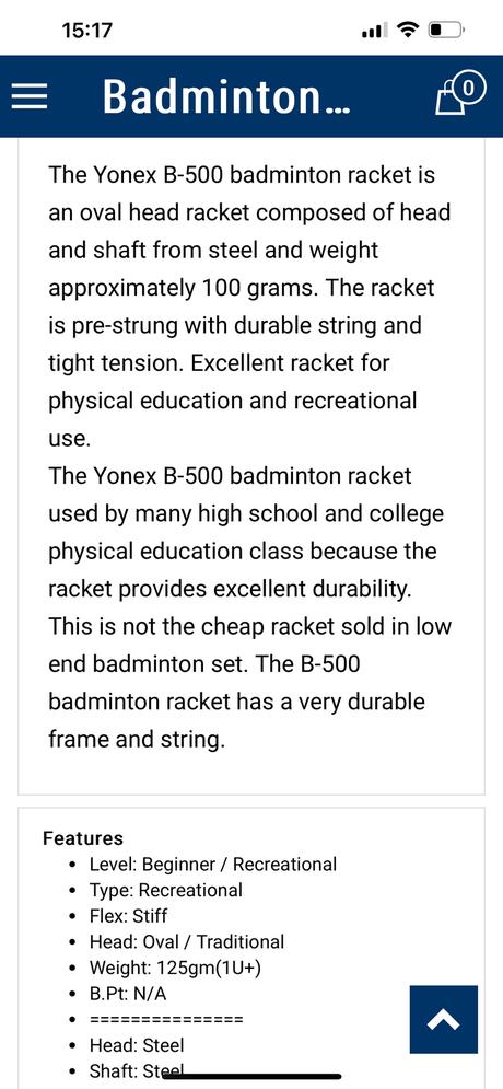 Yonex b500 bedmintonová raketa 2 ks, yonex