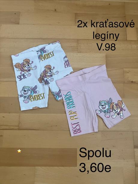 2x legínové kraťasy, 98