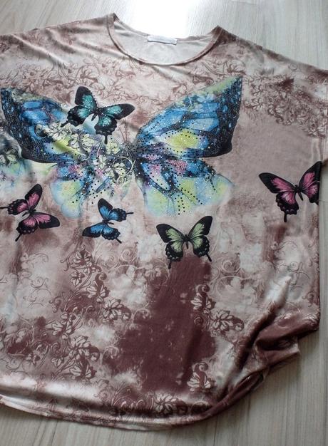 Tričko s motýľom, bledohnedé, v. xl/2xl, xl