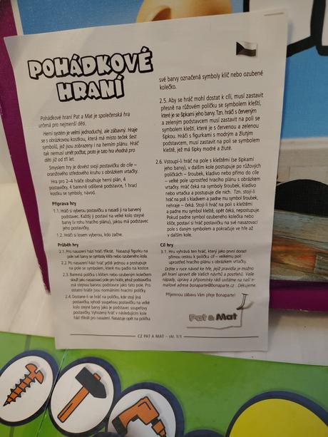 Retro spoločenská hra pat a mat, pohádkové hraní, 
