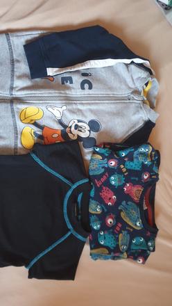 Mikinky a funkcne tricko 86/92 a prechodna vesta, disney,86