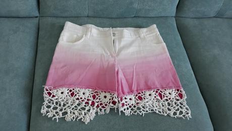 Ombré riflové kraťasy s krajkou, s