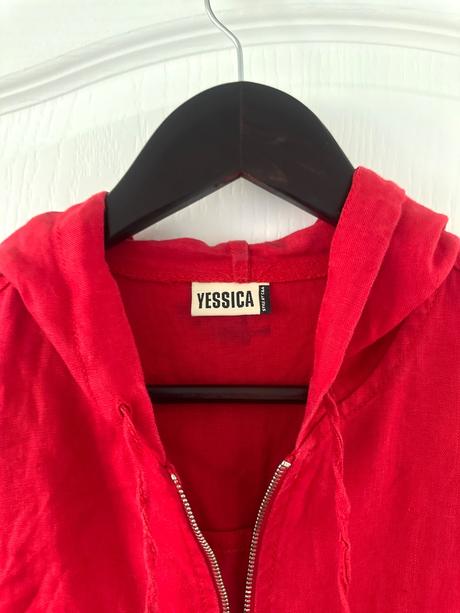 Červená ľanová bunda, yessica,44