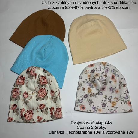 Čiapočka ušianka handmade, 50 / 56 / 62 / 68