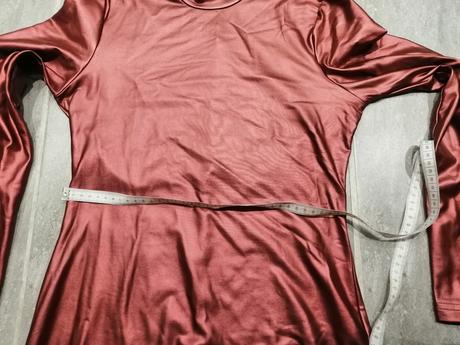 Medeno ružové jedinečné lesklé pružné šaty vs-m, m