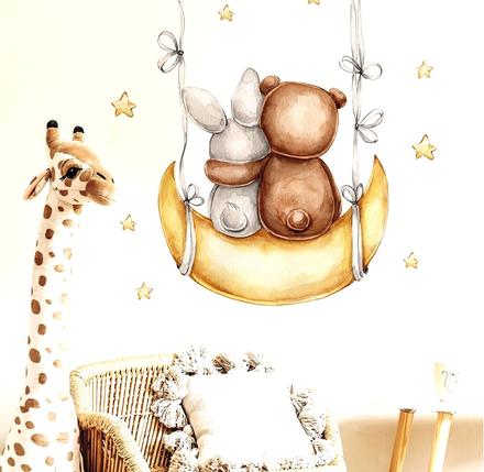 Nálepka na stenu - zajačik s mackom, 