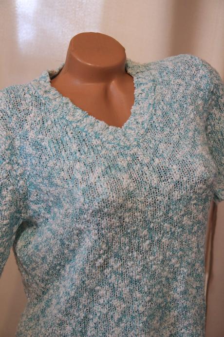 Zeleno biely pletený sveter, l/xl, l