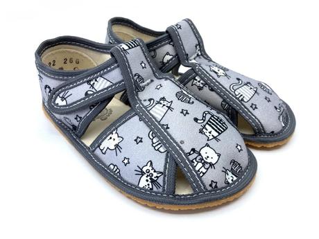 Baby bare shoes - slippers grey cat, baby bare shoes,21 - 33