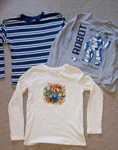 Tričká s dlhým rukávom 3 ks, sinsay,134