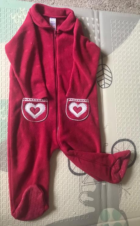 Teplý flisový srdiečkovy overal 9-12 mes., tu,74