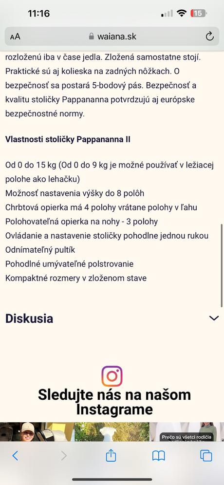 Jedálenská stolička -cam, cam