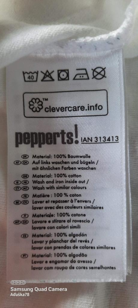 Tričko dlhý rukáv biele, pepperts,164