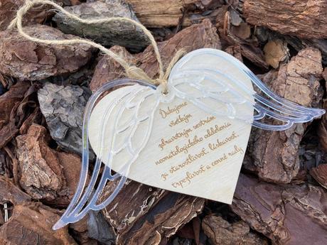 Srdce s anjelskými krídlami/ anjelské ďakovné kríd, 