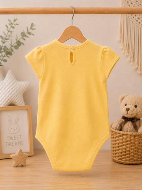 Žlté dojčenské body bembi s krátkym rukávom, 74 / 80 / 86