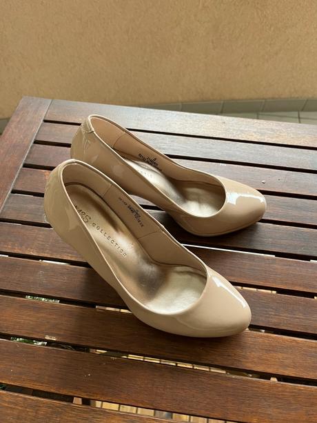 Bledoružové topánky na vysokom opätku m&s, marks & spencer,38