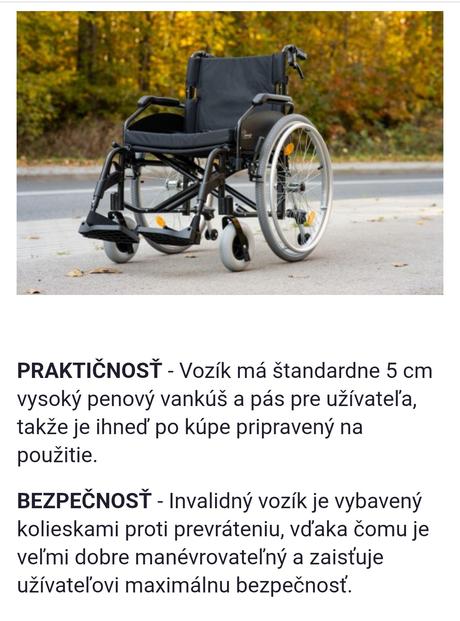 Invalidný vozík skladací,