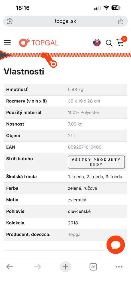 Topgal skolska taska, 
