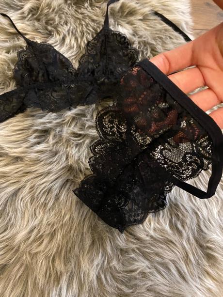 Čierny čipkovaný set, xs