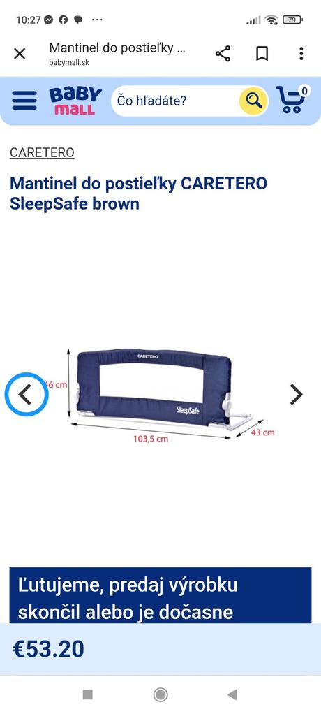 Mantinel do postieľky caretero sleepsafe, zábrana, 