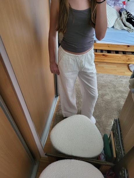 Ľanové nohavice, h&m,146