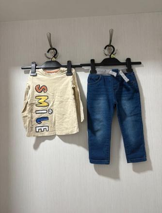 Chlapčenské džínsy a tričko, pepco,86