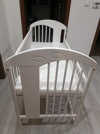 Nová luxusná biela postieľka (spúšťací bok) viac k, šírka (cm): 60,dĺžka (cm): 120