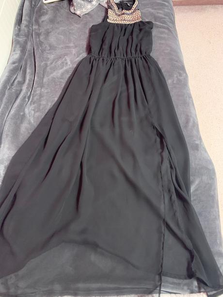 Cierne saty s rozporkom, mango,m