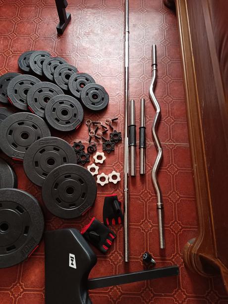 Multifunkčná lavička + kladka + závažia,