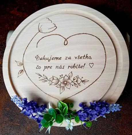 Doska kruh - vypaľované venovanie, 