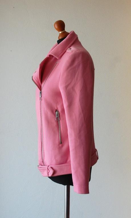 Štýlová ružová motorkárska bunda (biker jacket), h&m,s