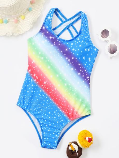 Plavky jednodielné dúhové, 128 - 158