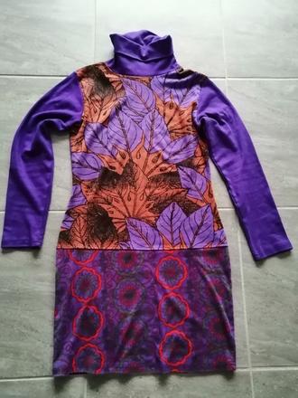 Fialové šaty vs-m,bavlna,pružné,štýl desigual, s