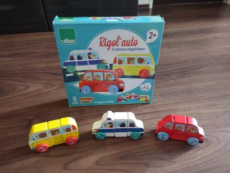 Vilac magnetické autá, drevo, 9 kusov, 