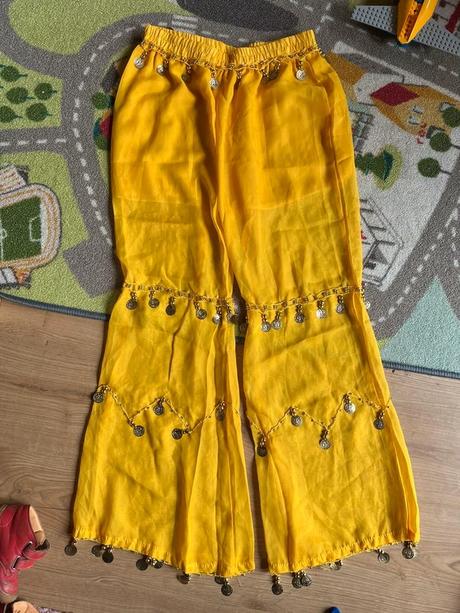 Žlté indické nohavice na brušné tance, s
