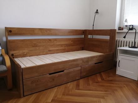 Posteľ rozkladacia z masívu, šírka (cm): 90,dĺžka (cm): 200